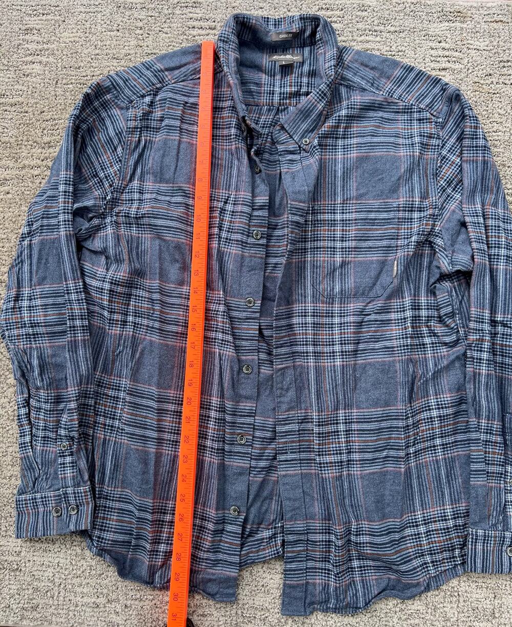 Eddie Bauer Men's Bristol Flannel Shirt Chambray Blue XL